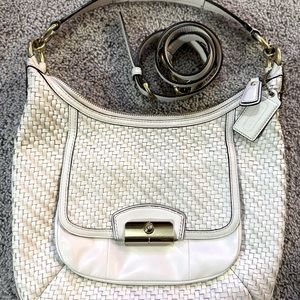 Coach Kristin white woven leather hobo crossbody/handbag